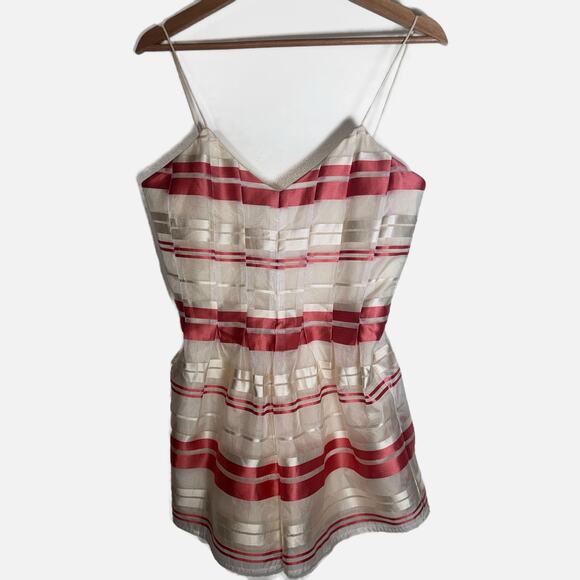 J.O.A. Los Angeles Romper Size M Pink White Striped Candy Stripes Sleeveless - Picture 3 of 15